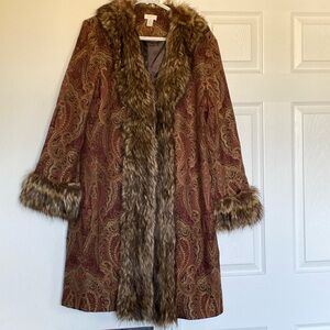 Chico’s info for brocade fully lined jacket long coat
